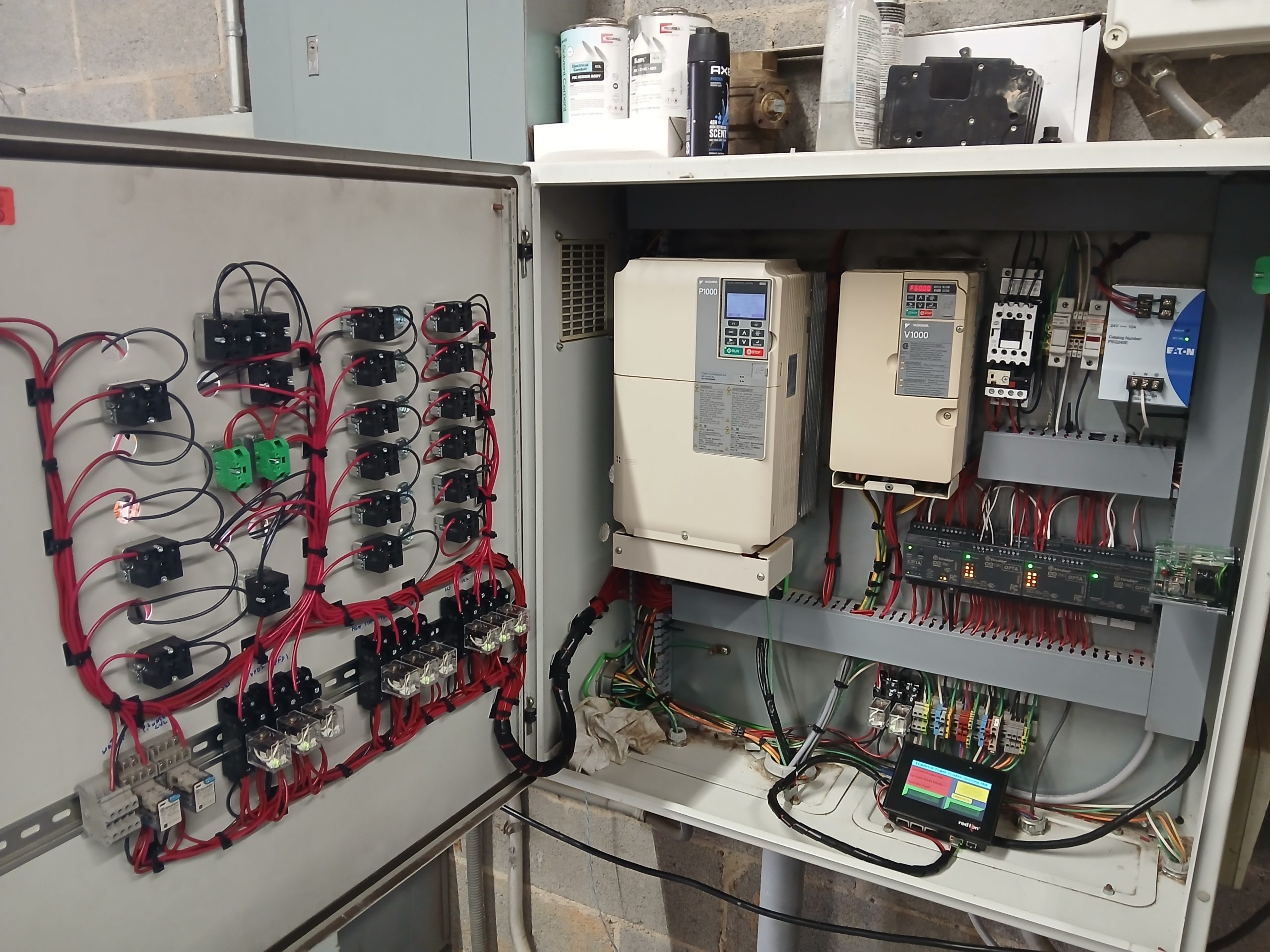 Modern wastewater pump control cabinet after modernization